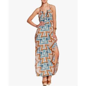 Free People Slubby Crinkle Serves You Right Printed Maxi Dress Size 8